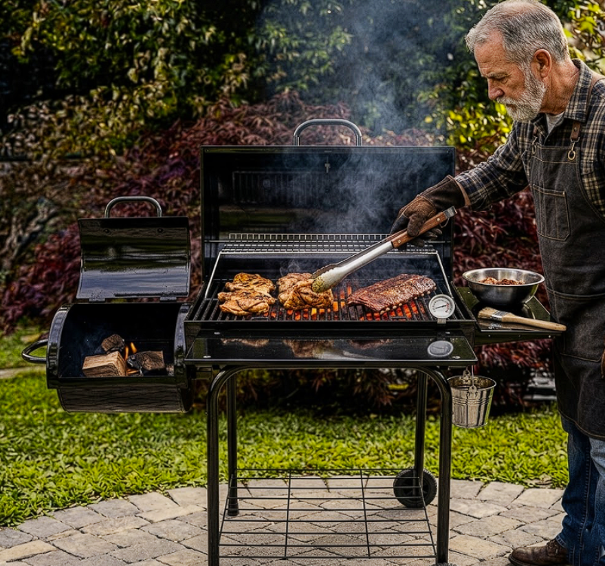 Barbecue charbon de bois autoportant 2 niveaux acier | Forge