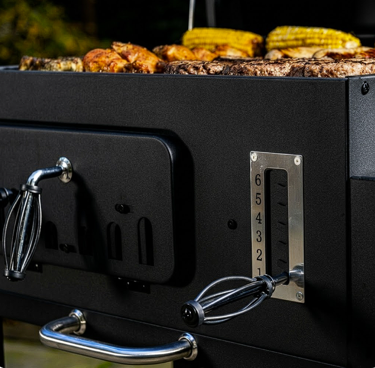 Barbecue charbon de bois extra‑large avec tables latérales | Atlas