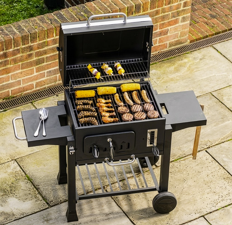 Barbecue charbon de bois extra‑large avec tables latérales | Atlas