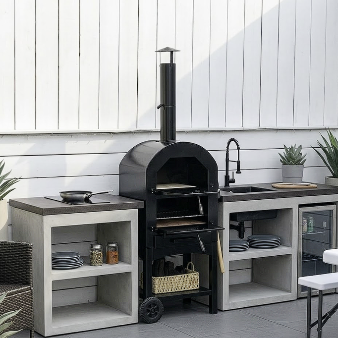 Four à pizza au feu de bois avec chariot | Piro