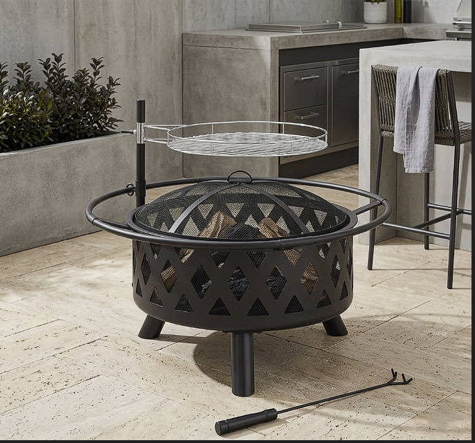 Brasero réglable en acier avec grille suspendue | Altis