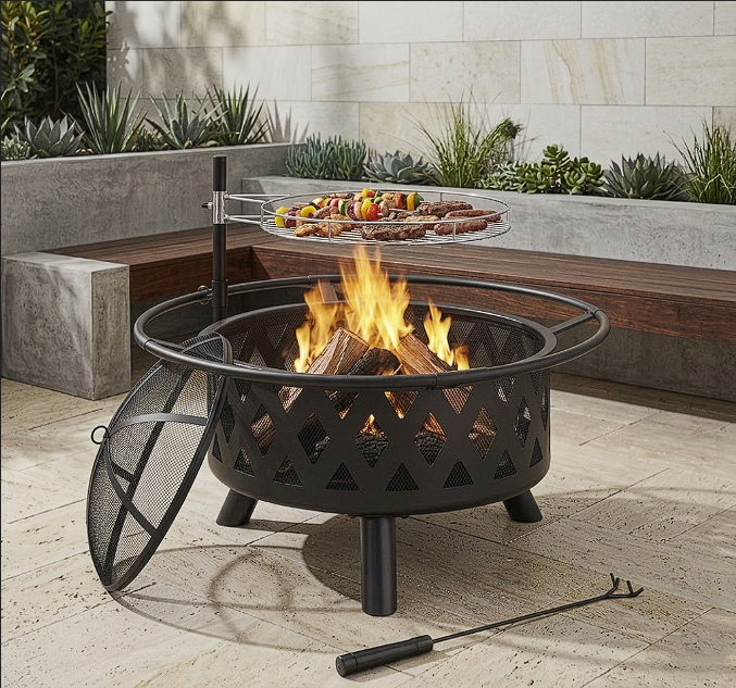 Brasero réglable en fonte avec grille suspendue | Pyron