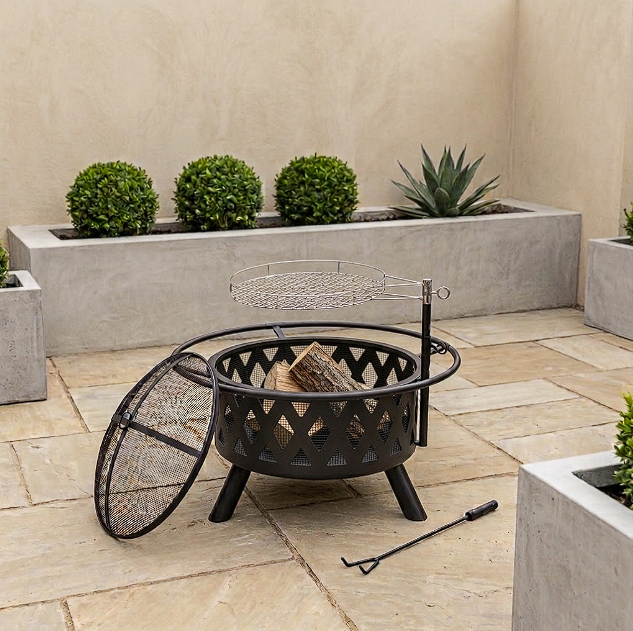 Brasero réglable en fonte avec grille suspendue | Pyron
