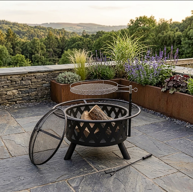Brasero réglable en fonte avec grille suspendue | Pyron