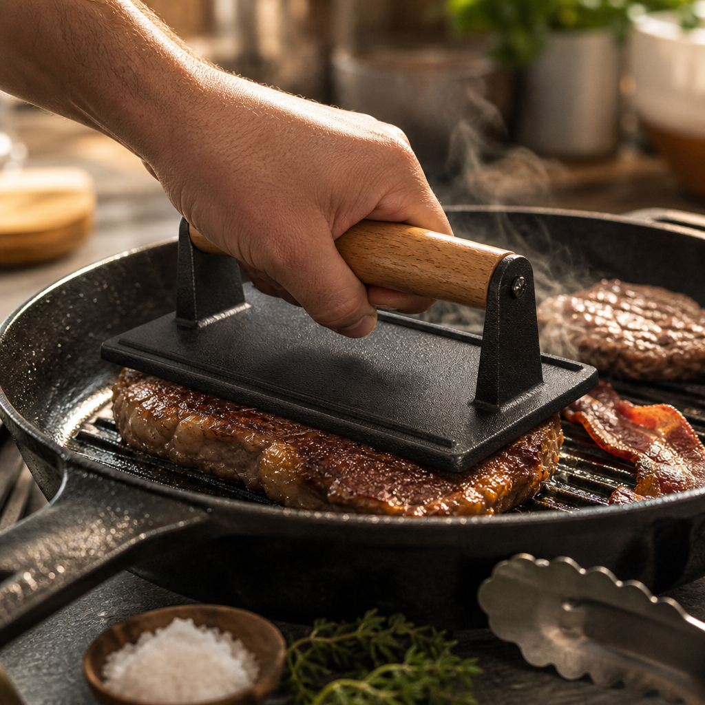 Presse à viande en fonte avec poignée bois | Pressa