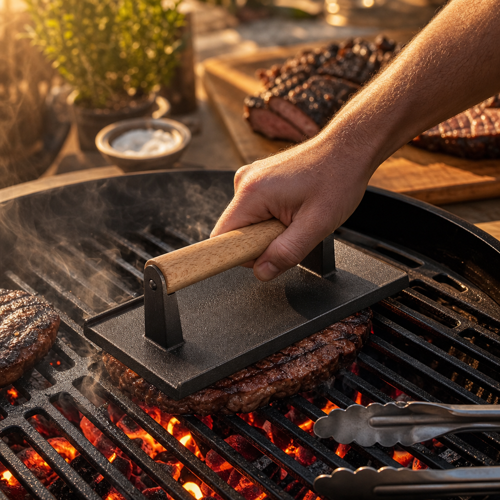 Presse à viande en fonte avec poignée bois | Pressa