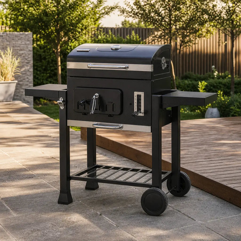 Barbecue charbon de bois extra‑large avec tables latérales | Atlas