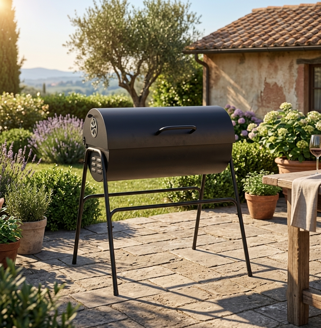Barbecue baril à charbon avec 2 tubes fumoirs à pellets | Baron
