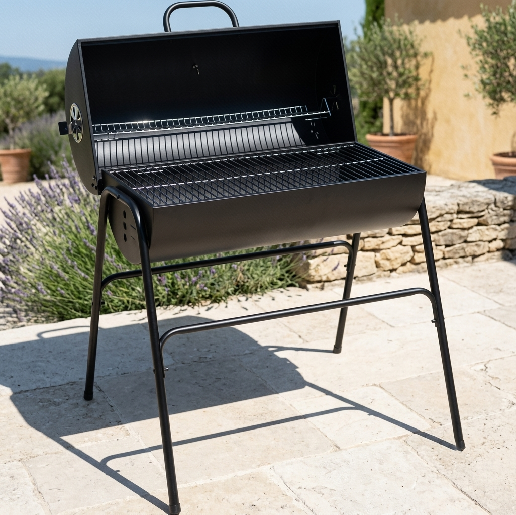 Barbecue baril à charbon avec 2 tubes fumoirs à pellets | Baron