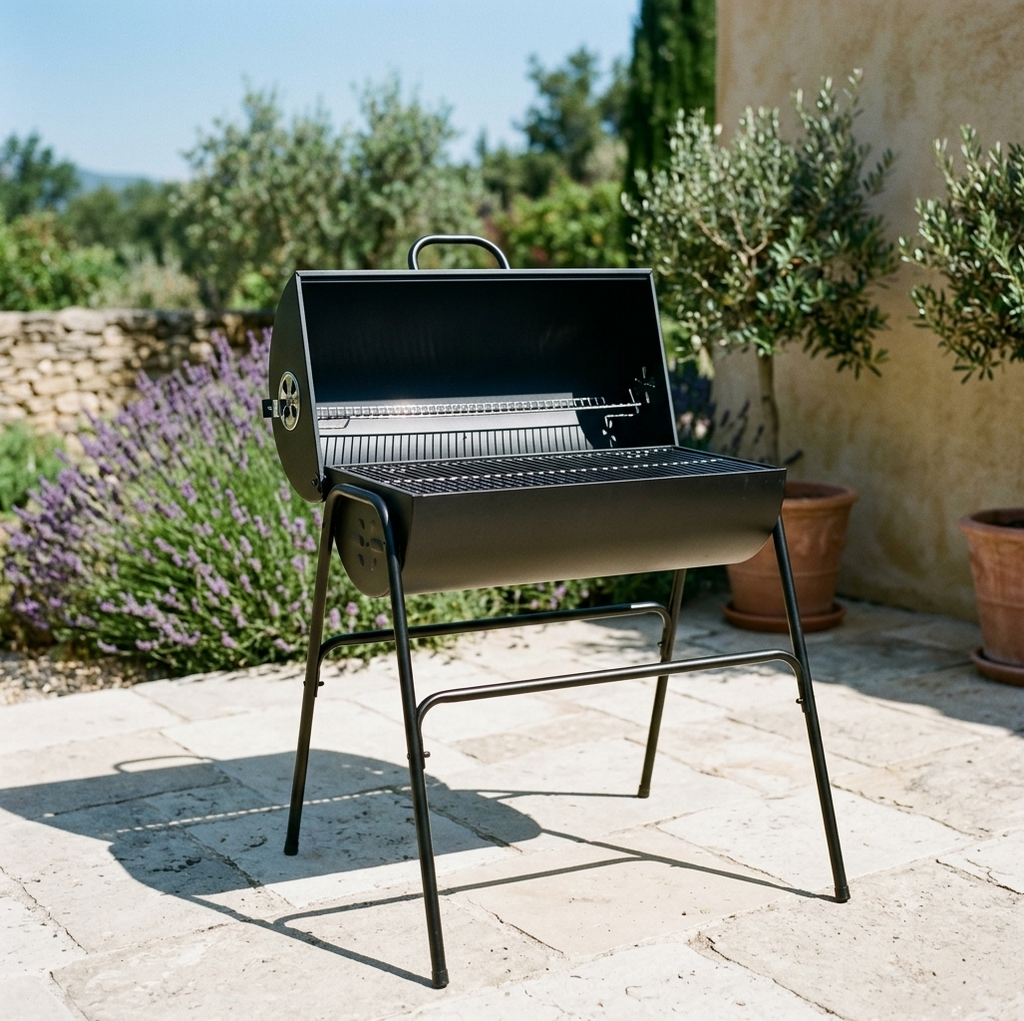 Barbecue baril à charbon avec 2 tubes fumoirs à pellets | Baron