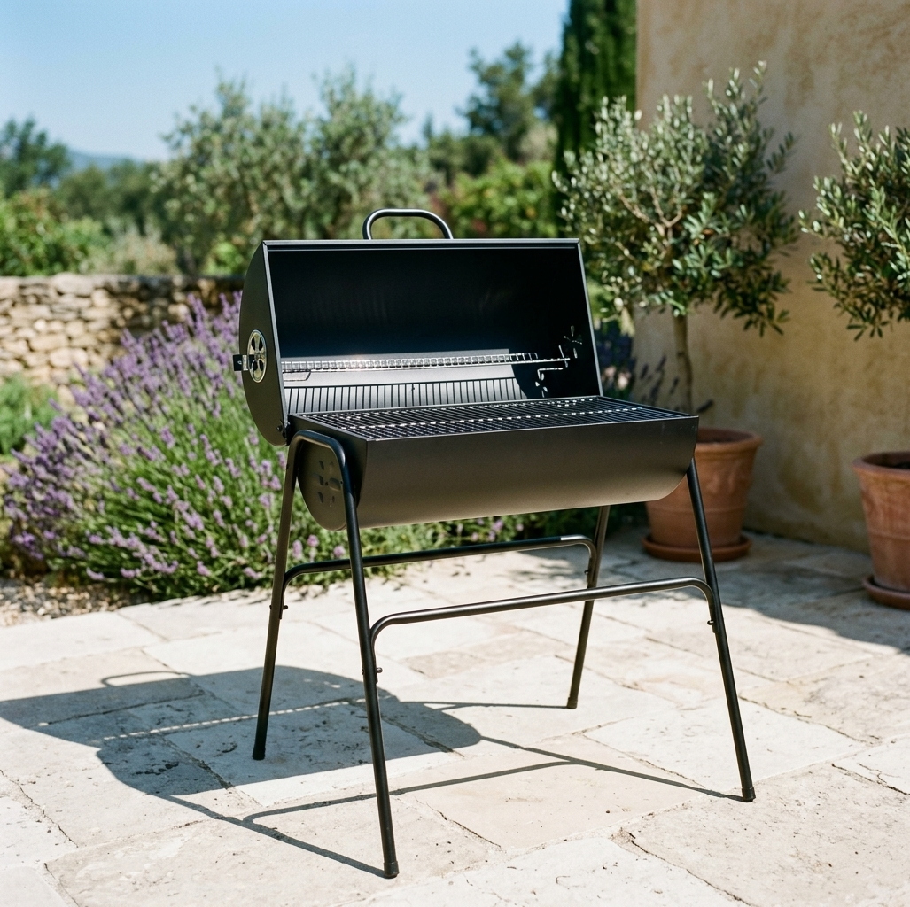 Barbecue baril à charbon avec 2 tubes fumoirs à pellets | Baron