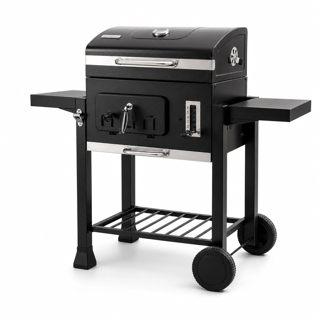 Barbecue charbon de bois extra‑large avec tables latérales | Atlas
