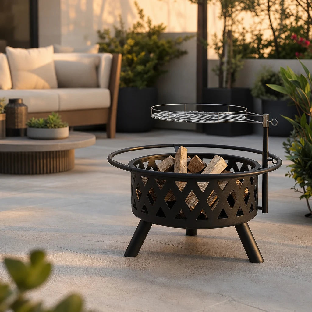 Brasero réglable en fonte avec grille suspendue | Pyron