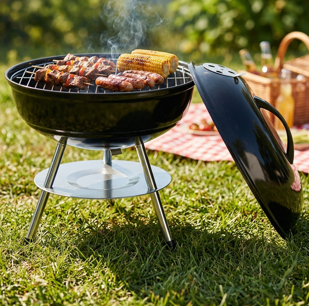 Petit barbecue à charbon portable avec couvercle | Spark