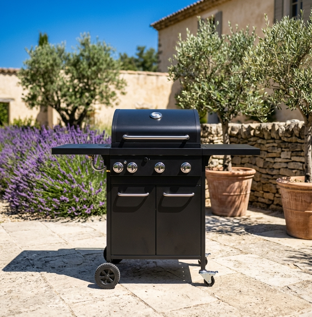 Barbecue à gaz 4 brûleurs sur chariot | Titus