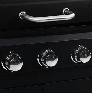 Barbecue combiné gaz et charbon 3 brûleurs sur chariot | Vulcano
